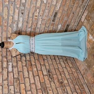 Boutique Style Aqua  Halter Maxi dress size XL